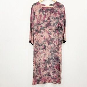 Amanda Bond Silk Midi Dress Watercolor Pink Size Small